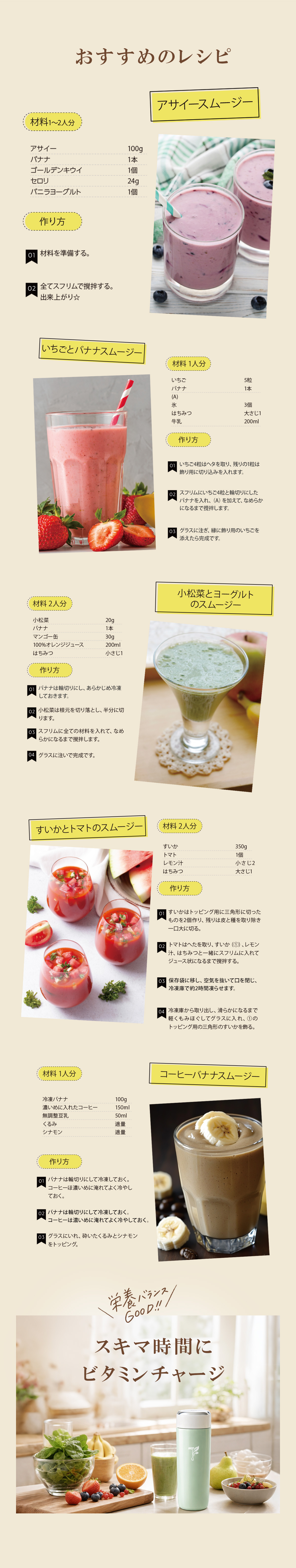 毎日のスムージー作りでの使用例