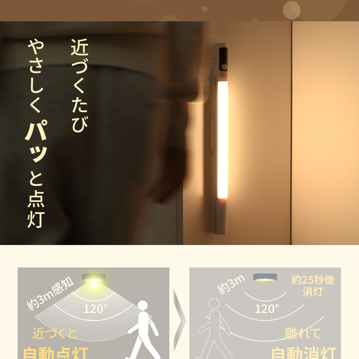 TOKAIZ（トカイズ） 人感センサーライト 足元灯 充電式 マグネット