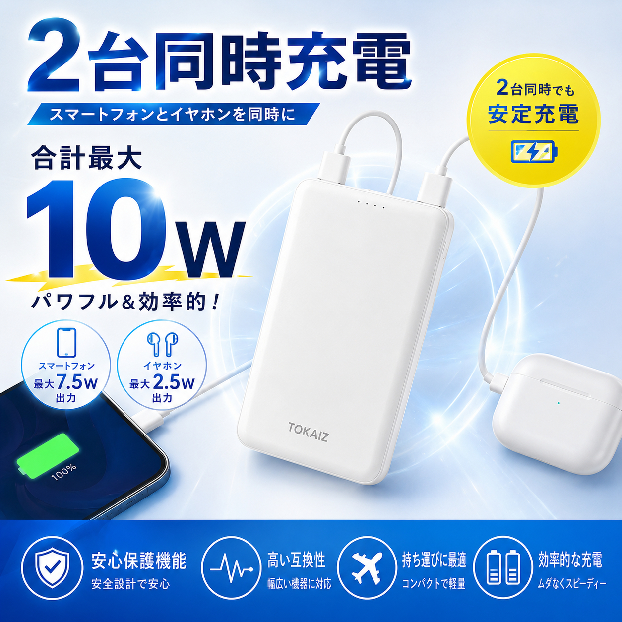 TOKAIZ TMB-018 半固体電池採用10000mAhモバイルバッテリー