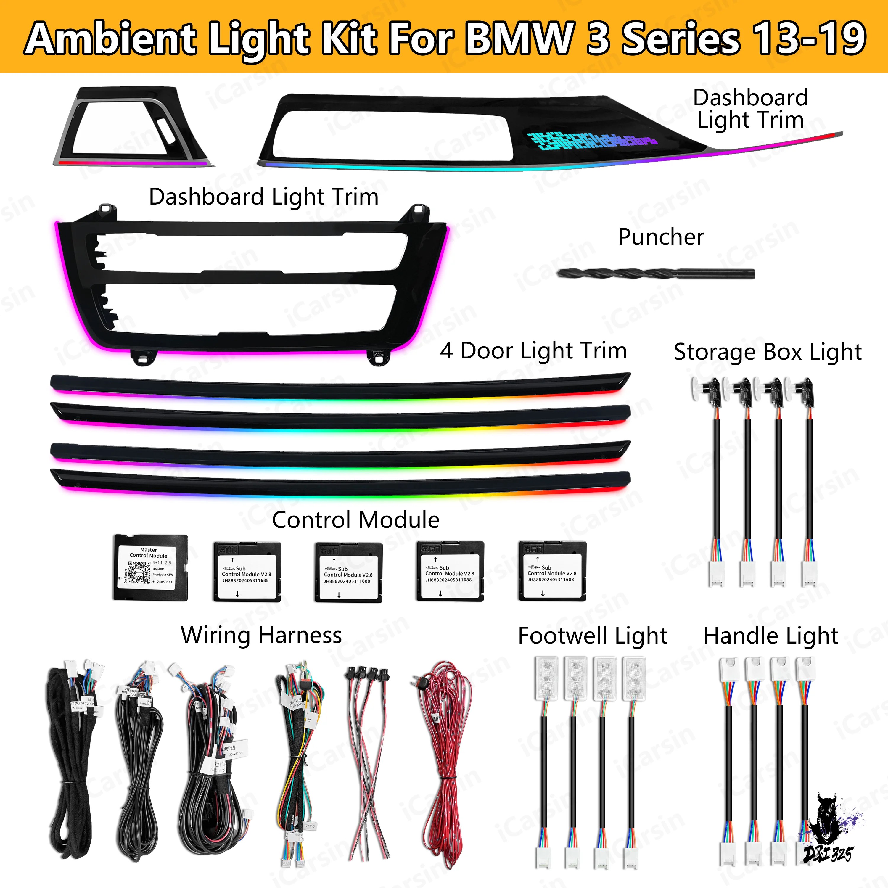 互換品 BMW F30 3シリーズ 2013-2019用 アンビエントライト