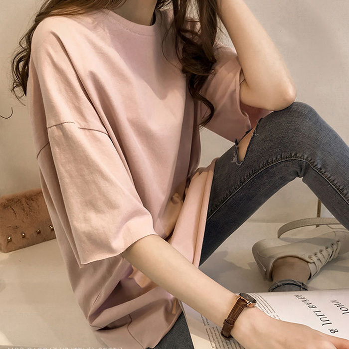 tシャツ レディース 無地 半袖 大きいサイズ トップス 無地 シンプル ゆったり カットソー 半袖Tシャツ オーバーサイズ 涼しい tシャツ 安い 人気 関連画像5