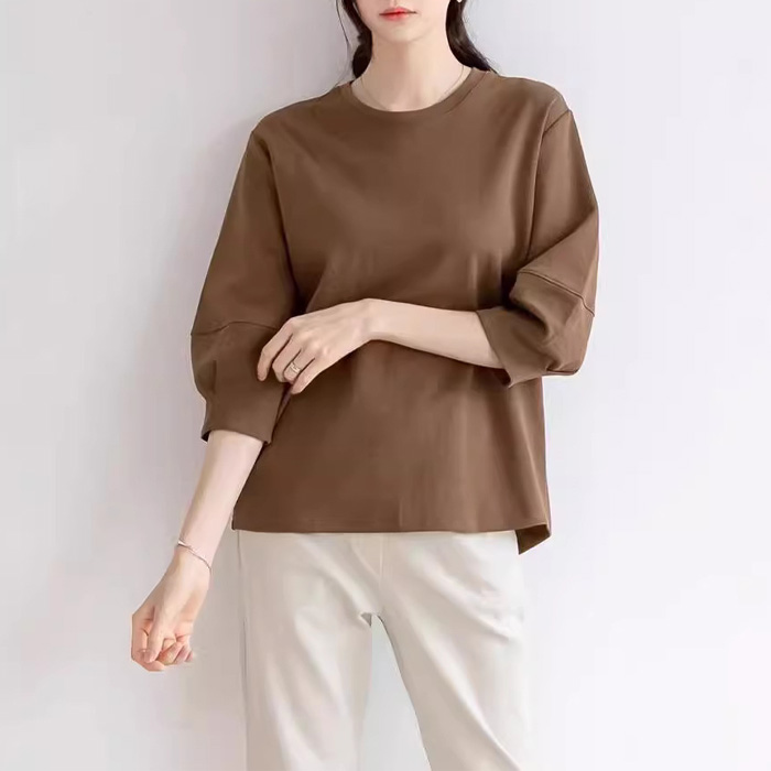 tシャツ レディース 5分袖 コットン 着痩せ 半袖tシャツ ビッグt