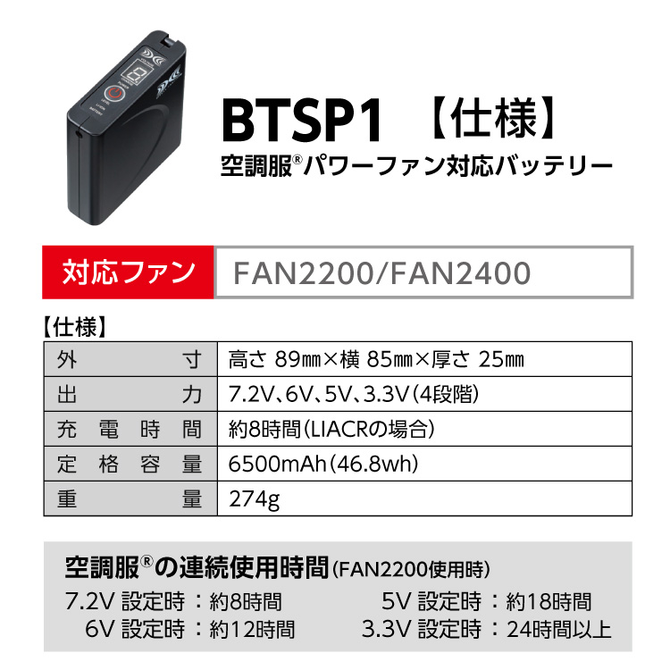 空調服 SKSP02B【ファン : ブラック 黒】スターターキット 02 
