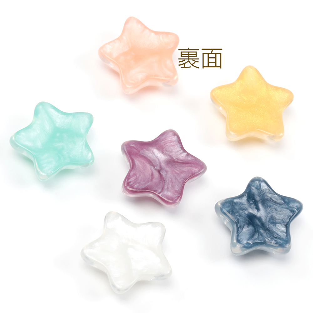 樹脂パーツ デコパーツ 貼り付けパーツ 半透明 星型 スター 約23mm（6