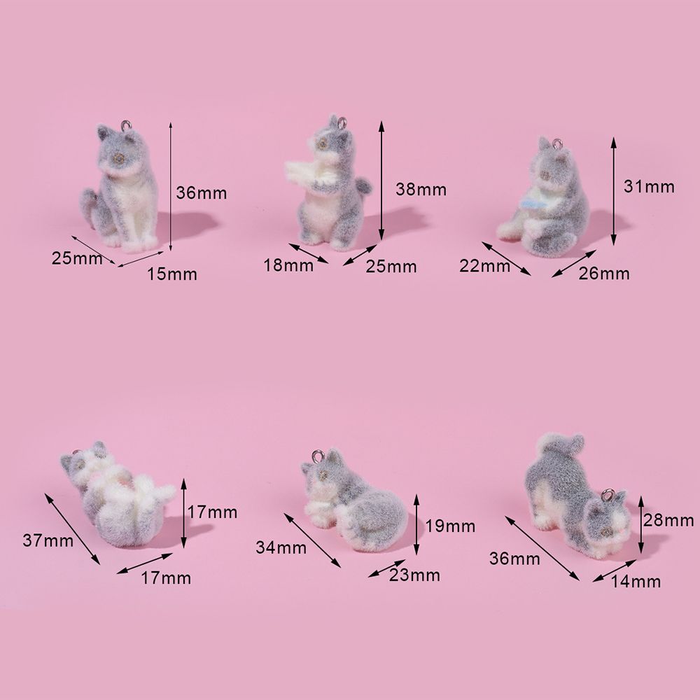 フロッキーチャーム 猫 ねこ ネコ キャット ミニチュアアニマル