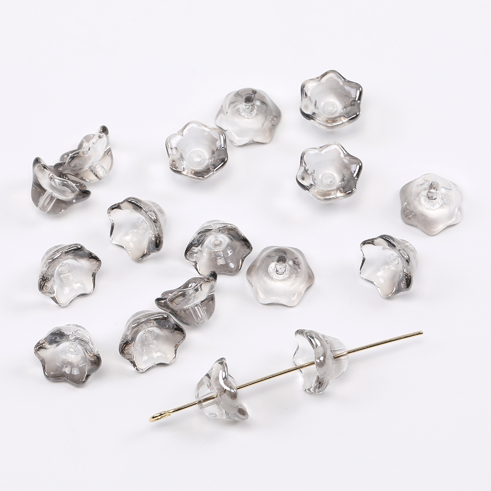 メッキガラスビーズ フラワー すずらん 縦穴 7×10.5mm（10ヶ