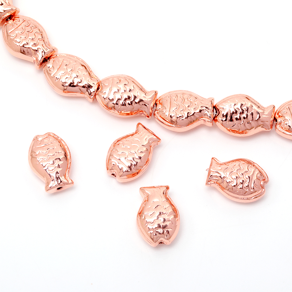 ガラスビーズ 魚 サカナ メッキ加工 約10×14mm（10ヶ） : ビーズアンド