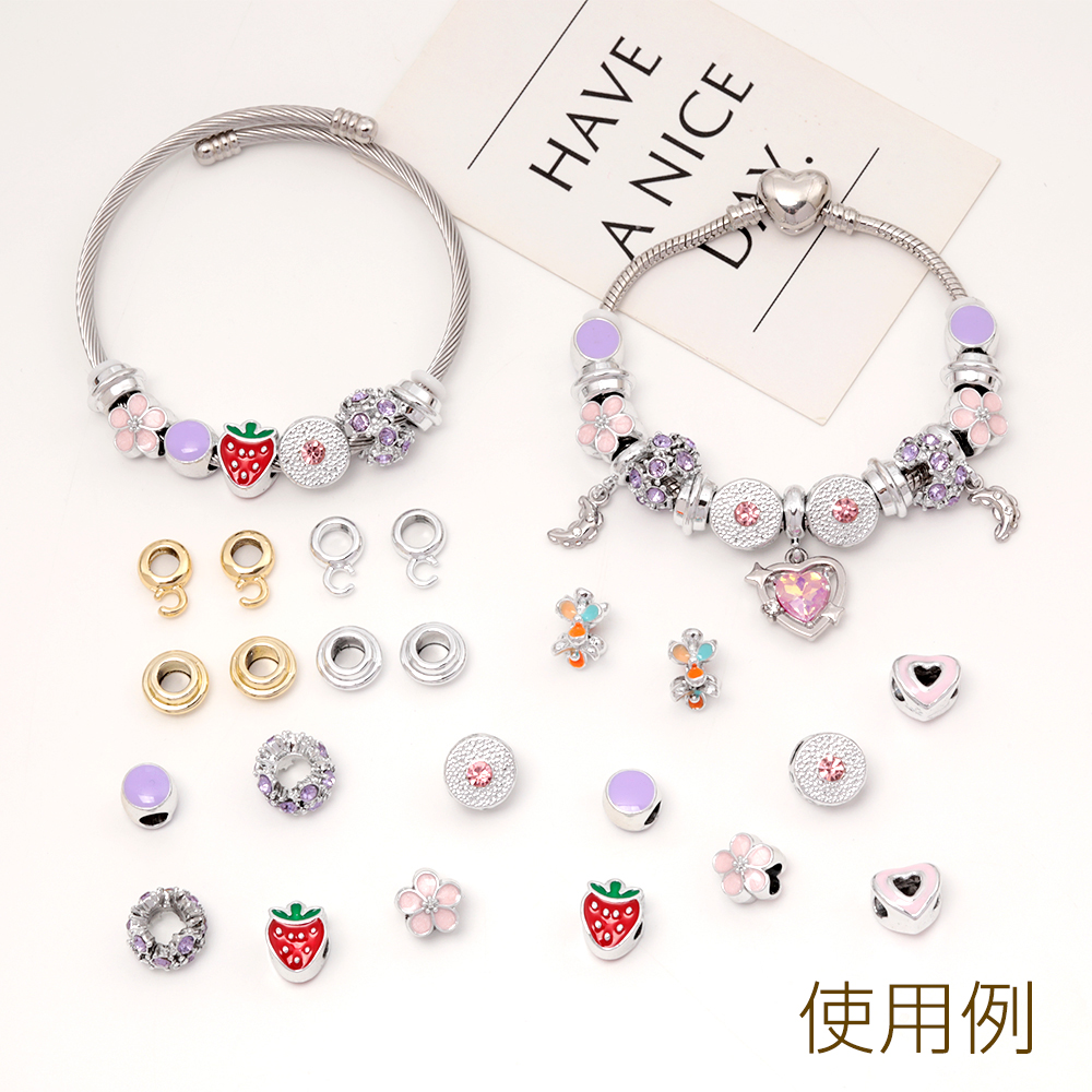 ブレスレット金具 スネークチェーン ヨーロピアンビーズ 大穴ビーズを