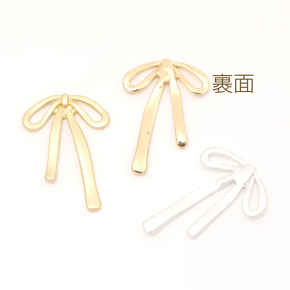 メタルリボンパーツ 立体 リボンチャーム ネックレスト
