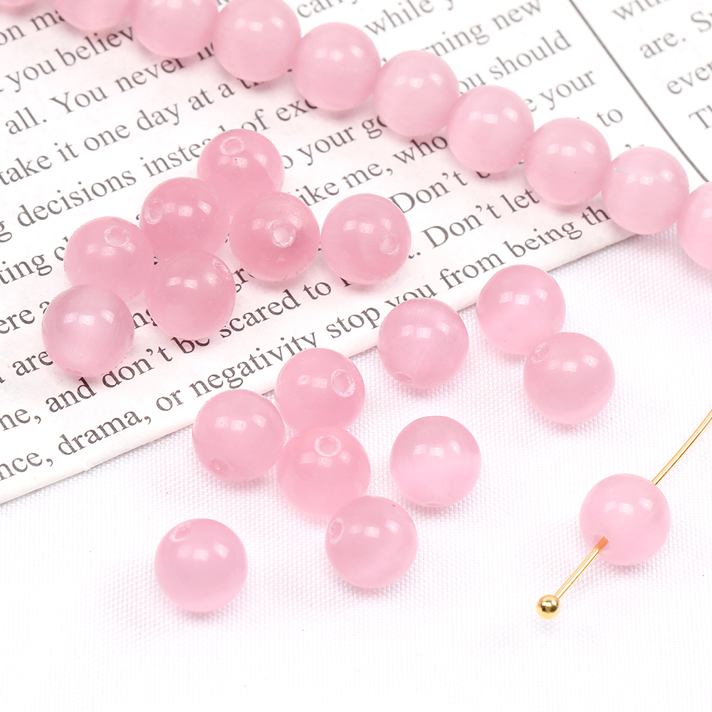 天然キャッツアイ 丸玉 8mm ピンク（1連約50ヶ） : ビーズアンドパーツ