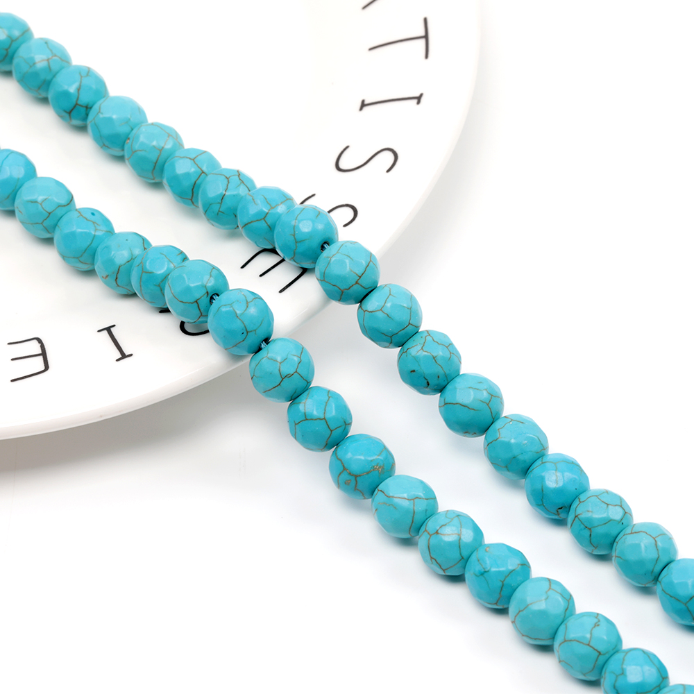 天然石ビーズ ターコイズビーズ ラウンドカットターコイズビーズ 連