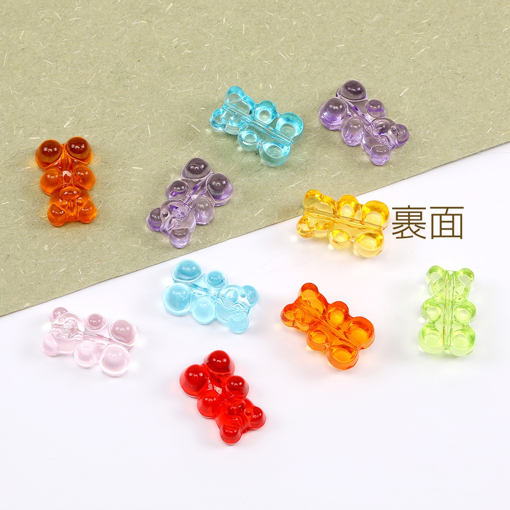アクリルビーズ クリアビーズ クマ 12×19mm キャンディーカラー