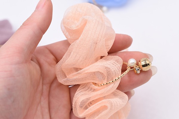 シュシュ パールチャームNo.1 ヘアアクセサリー 全7色【1ヶ