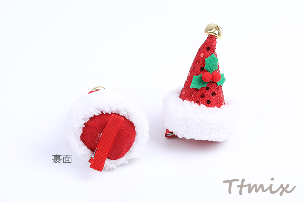 ヘアクリップ クリスマス サンタ帽子 65×95mm（1ヶ） : ビーズアンド