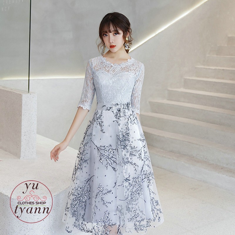 パーティードレス レディース 結婚式 大きいサイズ ワンピース ミモレドレス 袖あり 黒 安い 上品 お呼ばれ 二次会 大人 代 30代 40代 50代 C11 Dress048 ユーちゃん 通販 Yahoo ショッピング
