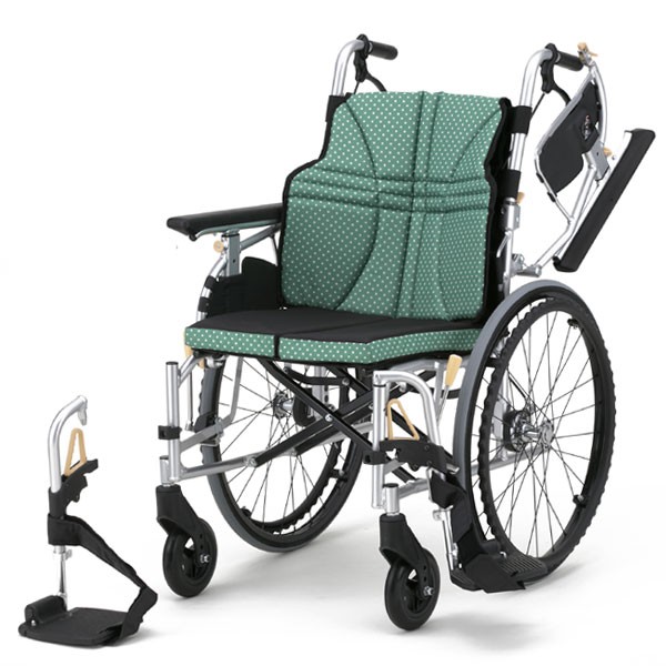 車椅子 軽量 折りたたみ 日進医療器 ウルトラシリーズ 多機能型自走用ワイドサイズ NA-U2W・BG《非課税》｜yua-shop｜02
