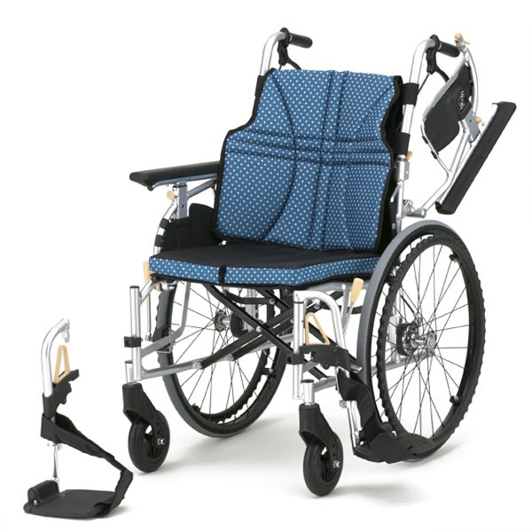 車椅子 軽量 折りたたみ 日進医療器 ウルトラシリーズ 多機能型自走用ワイドサイズ NA-U2W・BG《非課税》｜yua-shop｜03