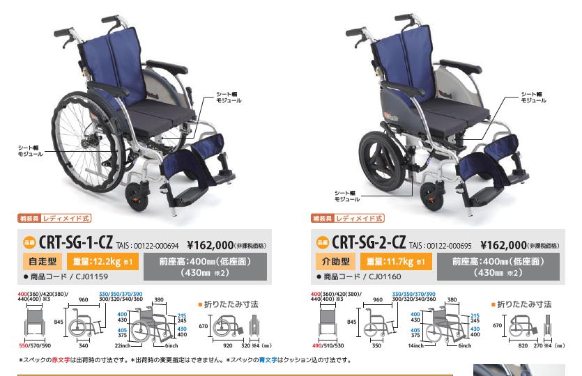 ミキ 車椅子 軽量 コンパクト MiKi CRT-SG-1-CZ 自走式 モジュール 低