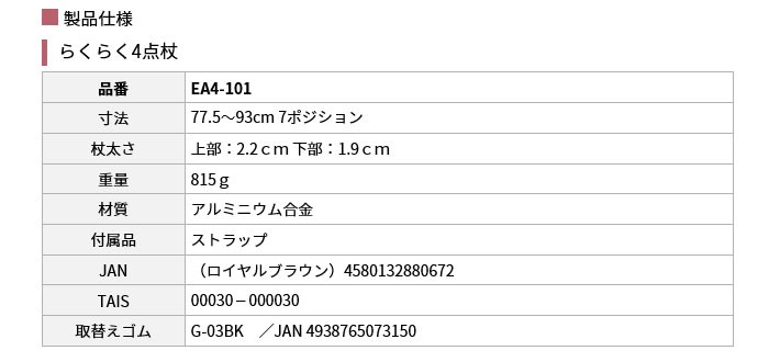 ☆母の日クーポン配布中☆ 幸和製作所 らくらく4点杖 EA4-101 多脚杖 