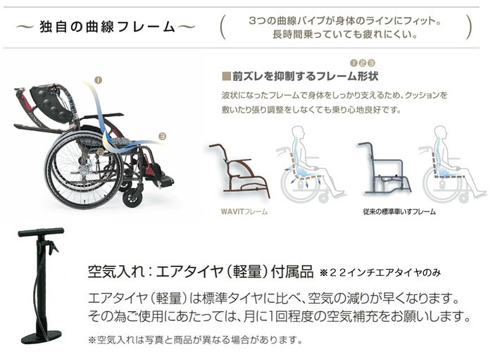カワムラサイクル 車椅子 WAVIT+ WAP22-40 自走式 車いす自走式 ウェイビットプラス WAP22-40A｜車椅子のレンタル