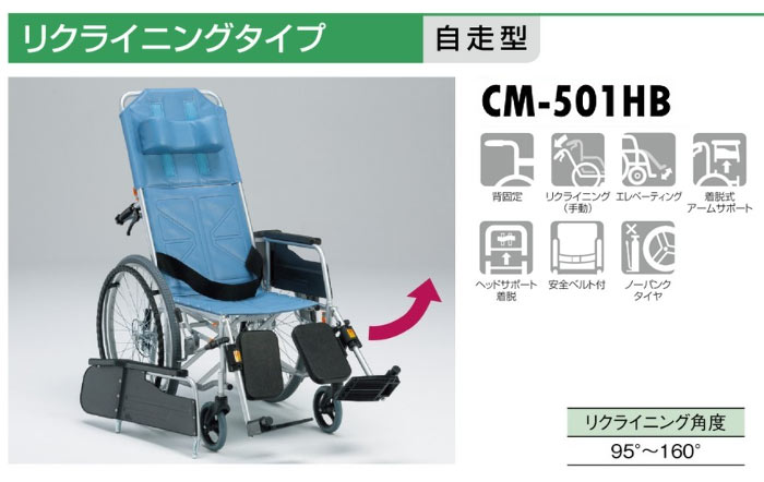 車椅子 松永製作所 CM-501HB リクライニング スチール製 自走式 