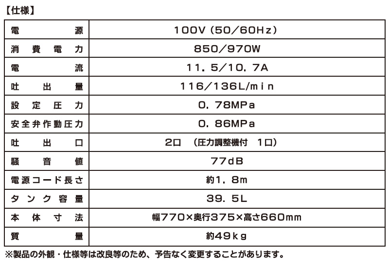 ナカトミ エアーコンプレッサー ベルト式 BCP-391 単相100V 空気圧縮機