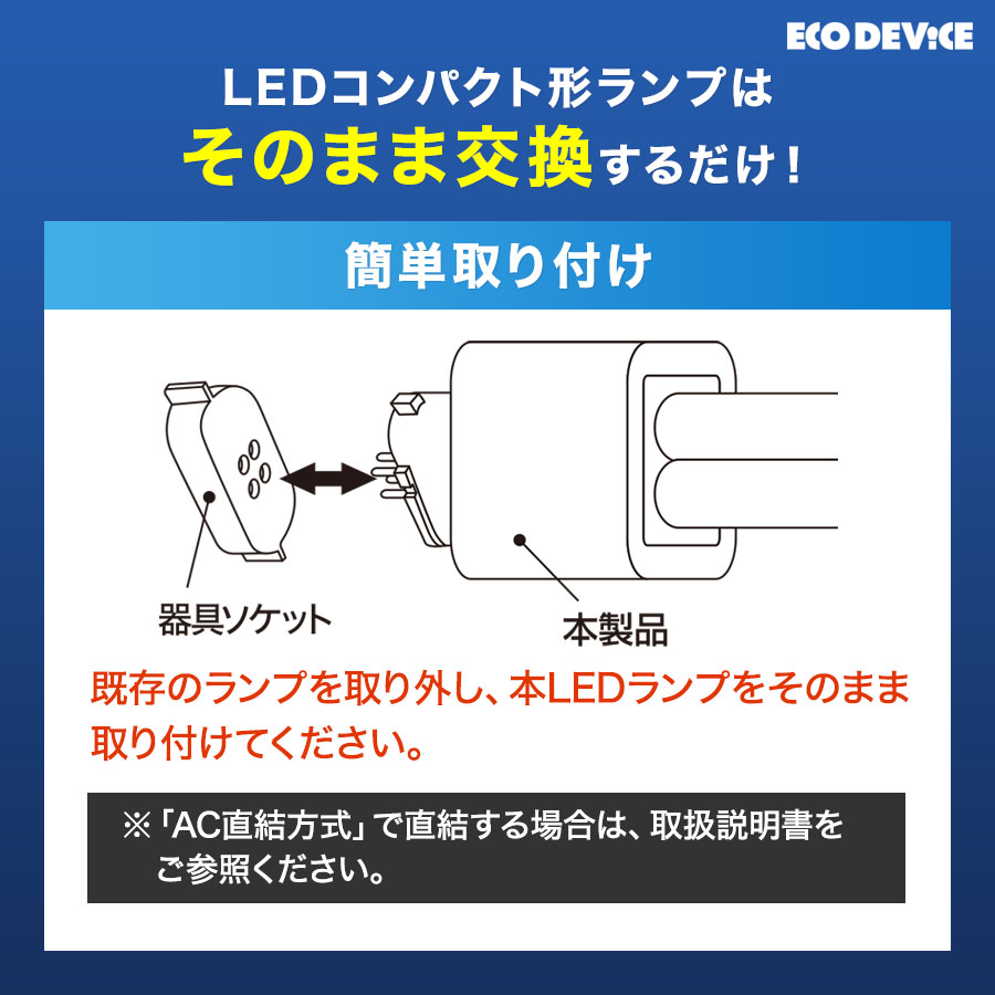 エコデバイス LED蛍光灯 13W形 コンパクト形 FDL13形 EFDL13LED-W 工事