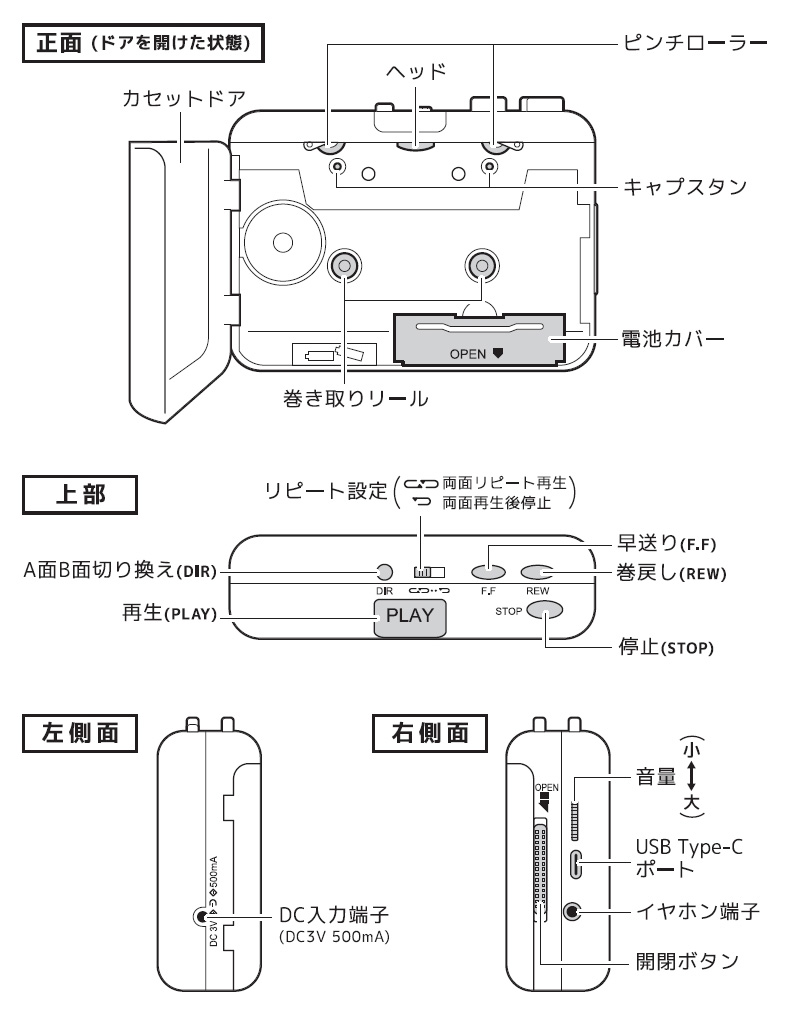 ベルソス カセットプレーヤー VS-M020 ポータブル 小型 コンパクト