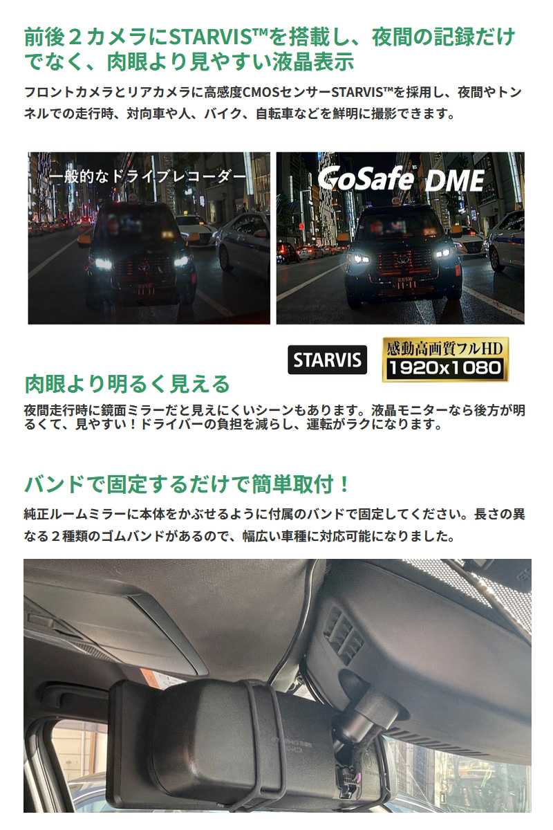 PAPAGO デジタルインナーミラー型ドライブレコーダー GSDME01-64GB セパレート式 前後2カメラ フルHD 高画質 防水リアカメラ GPS HDR搭載 ドラレコ | PAPAGO! | 06
