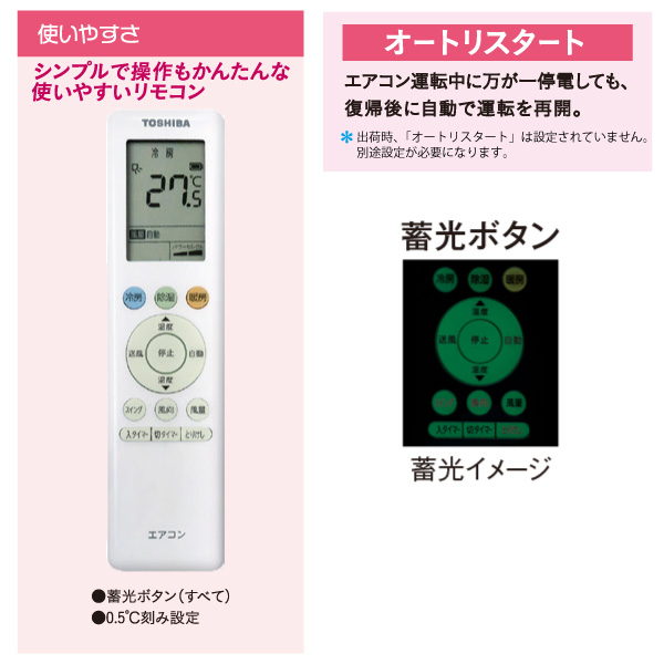 TOSHIBA（東芝） ルームエアコン RAS-2215T(W) ホワイト 主に 6畳用