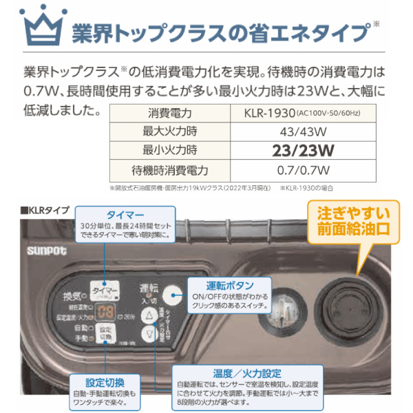 サンポット 【業務用】サンポット 開放式 石油暖房機 ファン付き KLR 