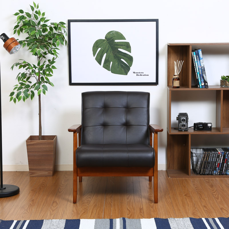 不二貿易 71156 バイキャストPUソファー 1P フレンズ DBR 幅65cm 1人