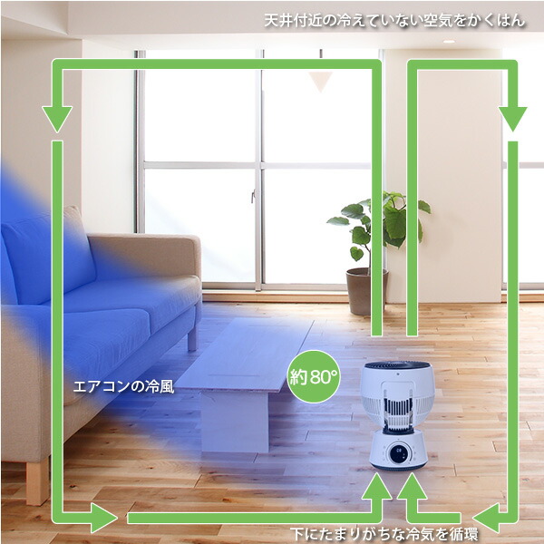 ユアサプライムス 360° 3D首振り サーキュレーター YL-DCL20EFR(W) リモコン付き 立体首振り DCモーター 換気モード 扇風機 YLDCL20EFRW YUASA｜yuasa-p｜06