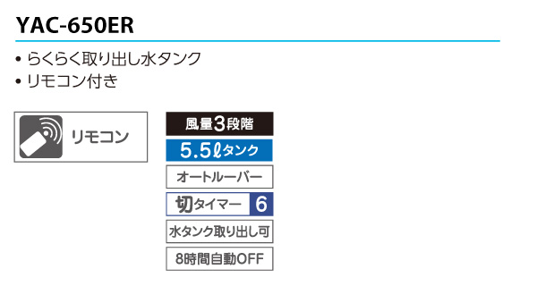 ユアサプライムス 冷風扇 YAC-650ER(W) ホワイト リモコン付き 水風扇