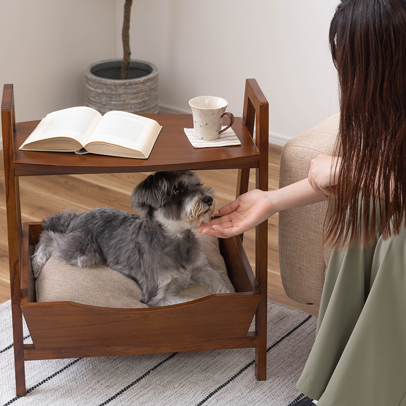 ペットサイドテーブル 木製ペットベッド クッション 猫 小型犬 PET-67