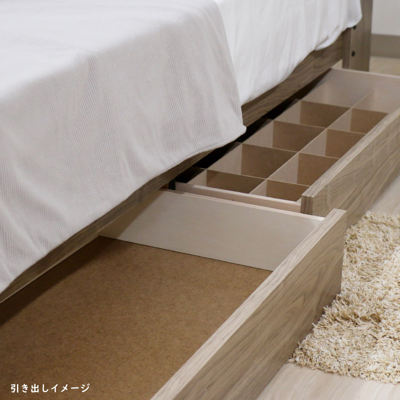 友澤木工 ベッド シングル マットレス付き 日本製フレーム 棚 照明