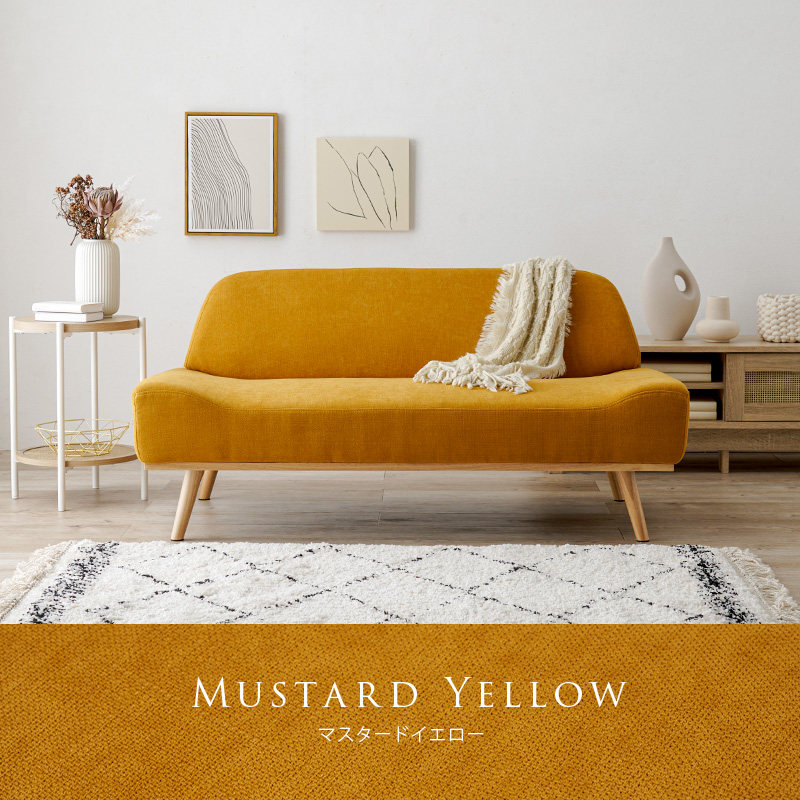 日本製　２人掛けソファ　イエロー　幅120×奥行98×高さ61cm 日本製 2人掛けソファ イエロー 幅120×奥行98×高さ61cm - メルカリ
