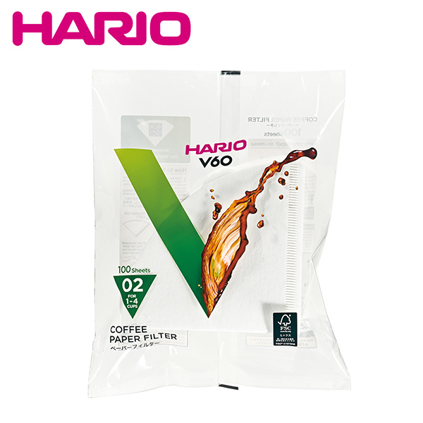全品送料無料】HARIO ハリオ VCF-02-100W V60用ペーパーフィルター酵素漂白02袋 1〜4杯用・100枚入 02袋 コーヒー、ティー用品 