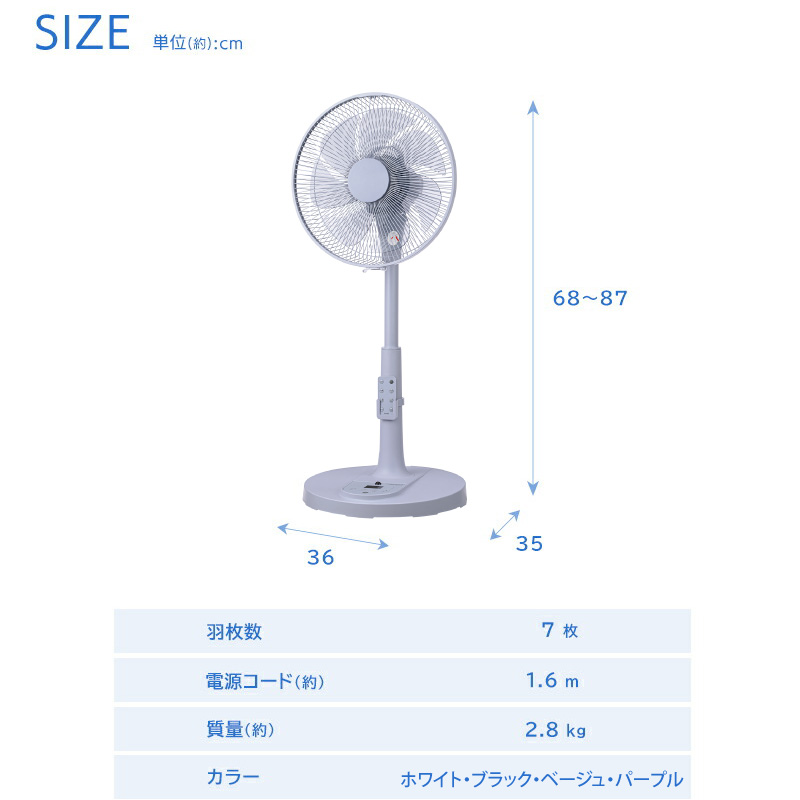 ユアサプライムス リビング扇風機 YGT-DH3455GFR DCモーター 温度