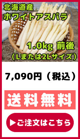 北海道産 ホワイトアスパラガス 1kg 前後 Lまたは2Lサイズ