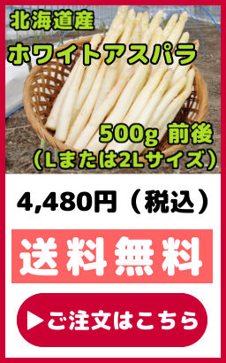 木曜発送午前着 うっち 2L ホワイトアスパラ2kg ホワイトアスパラガス 500g 前後 北海道産 Lまたは2Lサイズ お