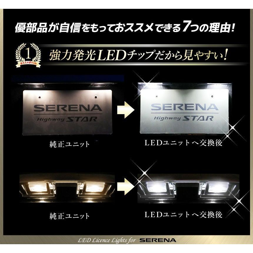 セレナ C27専用 e-poweR対応 ランディ対応 LEDナンバー灯ユニット LEDライセンスランプユニット 専用設計・アッセンブリー交換 簡単取付  左右セット 取付3分 :serena-c27-number-led:優部品 - 通販 - Yahoo!ショッピング