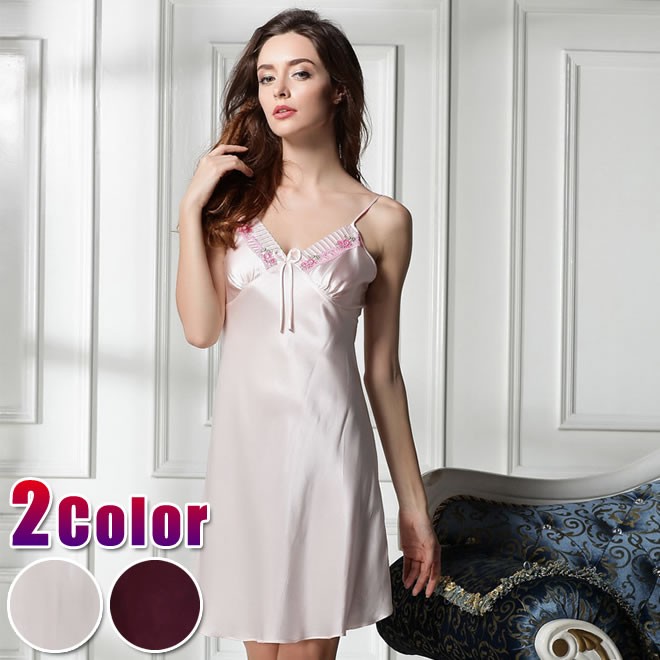 シルクパジャマ 定番 ルームウェア レディース 女性用 ネグリジェ シルクタッチ サテン 新作 夏 セール 春 優品 ワンピース ナイトウェア キャミソール