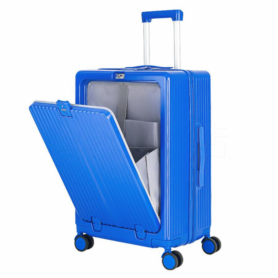 スーツケース フレームタイプ スーツケース 前開き 機内持ち込み 軽量 40l 小型 USBポート付き キャリーケース Sサイズ 45L 泊まる  カップホルダー付き 大容量