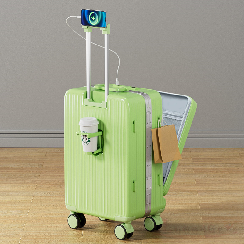 スーツケース キャリーケース 機内持ち込み 多機能スーツケース フロントオープン 前開き 超軽量 大容量 USBポート付き カップホルダー付き  海外旅行 S Mサイズ