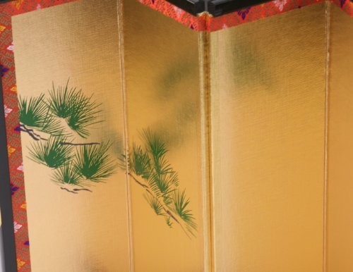 金屏風 単品 お雛様 雛人形 屏風のみ ディスプレイ 結納用・12号松柄