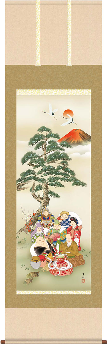 掛軸　湖人「守護吉祥十二支之図」 天龍昇鯉吉祥図 石田芳園 尺三 【特価 】！ 開運画 - 掛け軸