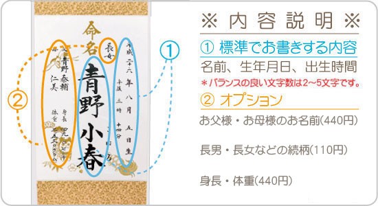 命名軸・中 ドンス表具仕立て・サンプル