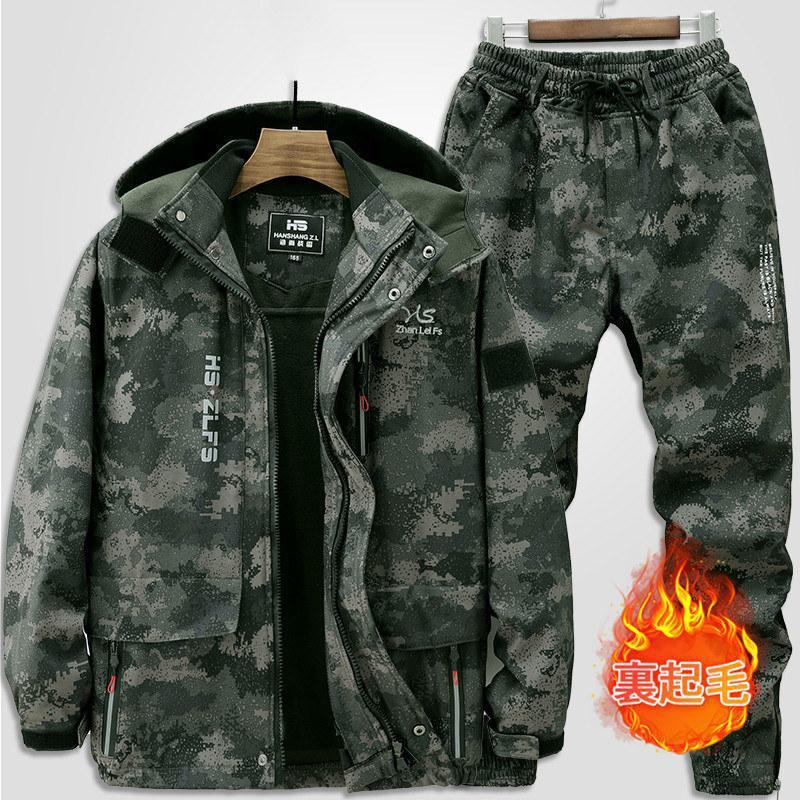 セットアップ メンズ 上下セット 裏起毛 迷彩服 作業服 防水 ジャケット アメカジ パンツ アウター 暖かい フード付き 防風 秋冬 セットアップ メンズ 上下セット 裏起毛 迷彩服 作業服 防水