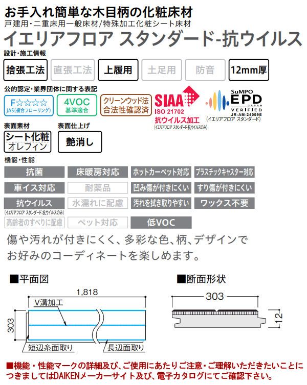 DAIKEN YN7001-XX-V お取寄せ品 捨貼用 フロア ダイケン イエリア